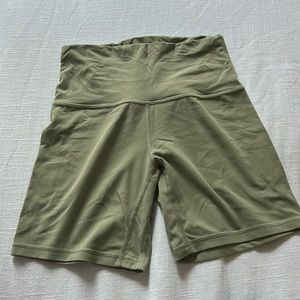 Lulu olive green biker shorts (shorter length- 4”)